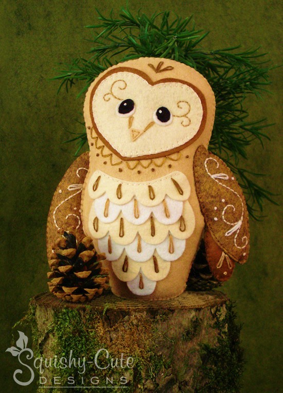 barn owl, felt plushie, woodland plushie, owl pattern, felt barn owl, stuffed animal, woodland pattern