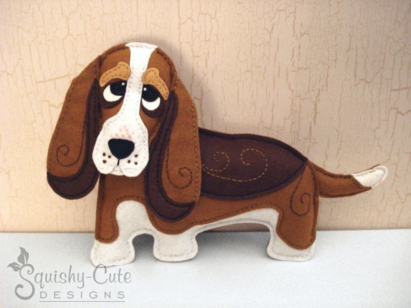 basset hound pattern, felt sewing pattern, felt dog, hound dog, felt basset hound, basset hound stuffed animal, plushie