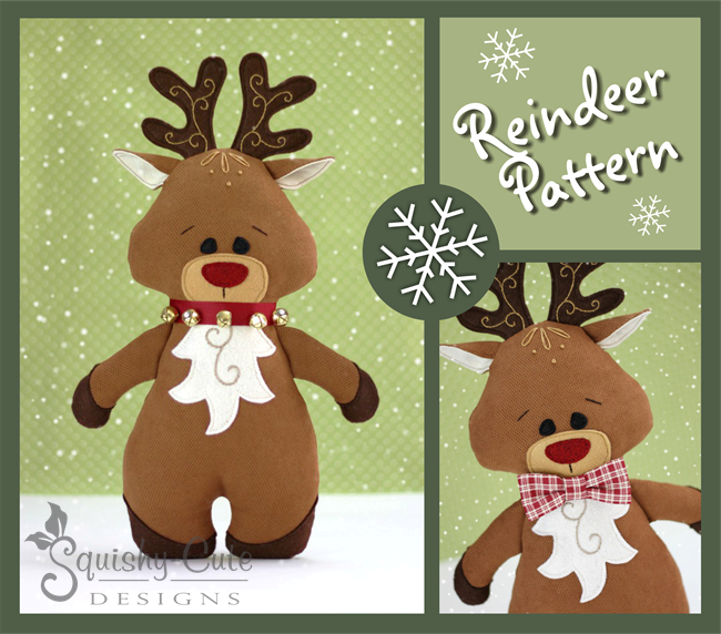 reindeer pattern, sewing pattern, reindeer plushie, Christmas sewing pattern, Reindeer stuffed animal, Rudolph