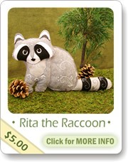 printable sewing patterns, raccoon, felt plushie