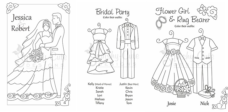 wedding coloring books, wedding activity books, wedding coloring sheets, wedding goodie bags