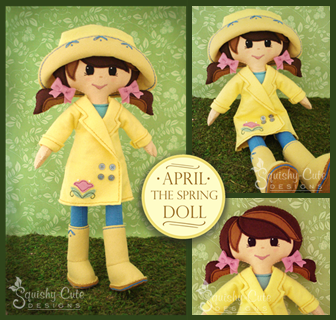 doll sewing pattern, spring doll, felt doll pattern
