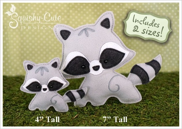 raccoon sewing pattern, felt raccoon, baby raccoon, raccoon plushie, raccoon stuffed animal, woodland pattern, ornament pattern