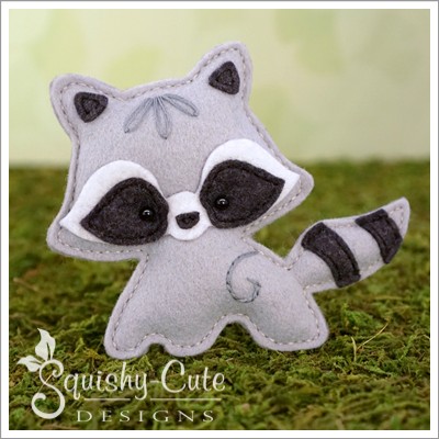 raccoon sewing pattern, felt raccoon, baby raccoon, raccoon plushie, raccoon stuffed animal, woodland pattern, ornament pattern