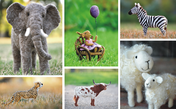 needle felted sculptures, needlework, felted art