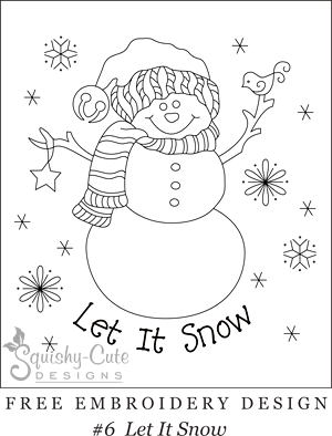 free embroidery design, printable embroidery pattern, snowman embroidery