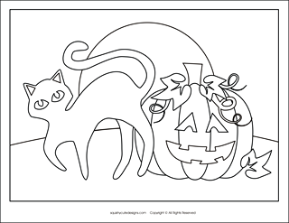 free halloween coloring page, halloween coloring sheets, pumpkin coloring pages, black cat coloring pages