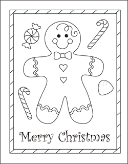 gingerbread boy coloring card, gingerbread man coloring card, gingerbread boy coloring page, Christmas coloring cards, free coloring cards