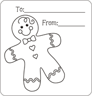 gingerbread boy gift tag, gingerbread girl gift tag, gingerbread men, Christmas coloring, gift tags to color, Christmas coloring pages