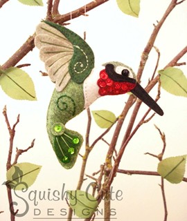 hummingbird sewing pattern, felt hummingbird, bird ornament