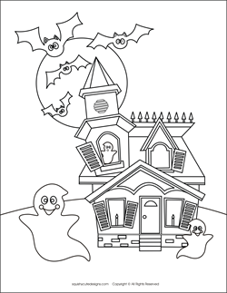 haunted house coloring pages, free halloween coloring pages, free halloween coloring sheets