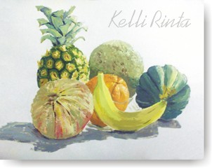 acrylic fruit, kelli rinta, painting