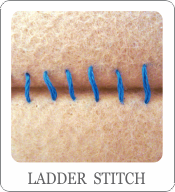 ladder stitch, hidden stitch, blind stitch, slip stitch, invisible stitch