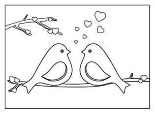 valentine coloring pages, valentine coloring sheets, valentine activities for kids, free printable activities for kids, love birds, valentines day coloring pages