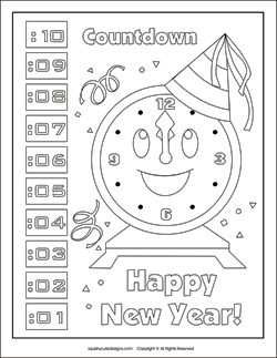 countdown clock coloring page, clock coloring page, new years eve coloring pages,new years coloring sheets, new years coloring pages, new years activities for kids