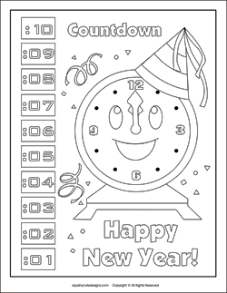 countdown clock coloring page, clock coloring page, new years eve coloring pages,new years coloring sheets, new years coloring pages, new years activities for kids 