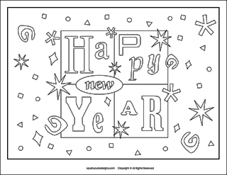 new years coloring page, new years eve coloring pages, new years activities for kids, new years activities