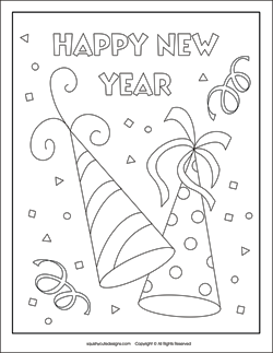 party hats coloring page, new years eve coloring pages,new years coloring sheets, new years coloring pages, new years activities for kids 