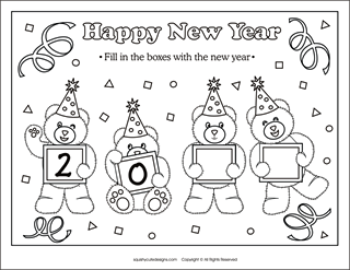 teddy bear coloring pages, new years eve coloring pages, new years coloring sheets, new years coloring pages, new years activities for kids