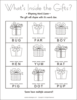 rhyming word games, rhyming word games for kids, Christmas party games, Christmas party activities