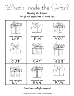 rhyming word games, rhyming word games for kids, Christmas party games, Christmas party activities