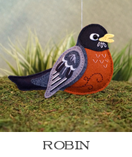robin sewing pattern, felt bird ornament, american robin, felt robin, sewing tutorial, easy bird pattern