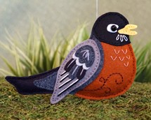 robin sewing pattern, felt bird ornament, american robin, felt robin, sewing tutorial, easy bird pattern