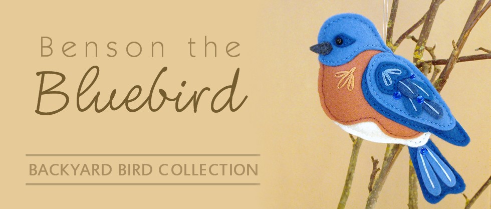 bluebird pattern, felt bluebird, bluebird ornament, sewing pattern, backyard birds, bird ornament