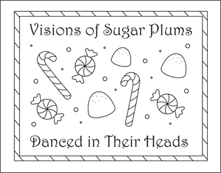 sugar plums coloring cards, candy coloring cards, Christmas candy, Christmas coloring cards, candy cane coloring, free coloring cards