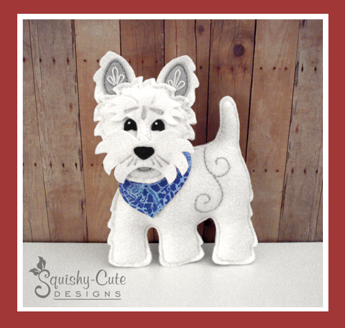 westie pattern, felt sewing pattern, felt dog, west highland terrier, felt westie, westie stuffed animal, plushie